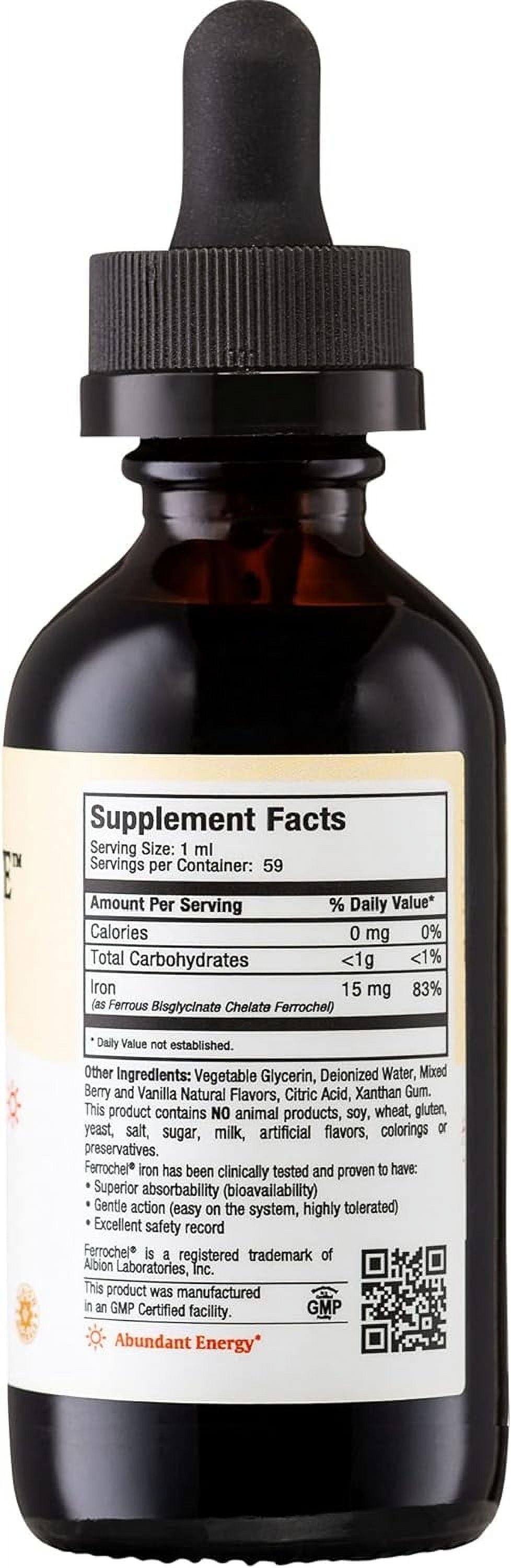 Liquid Iron Supplement for Women, Men and Kids - 15 Mg per ML Berry Flavored - High Potency - Easy to Mix for Immediate Absorption - Increase Energy and Blood Levels without Nausea or Constipation
