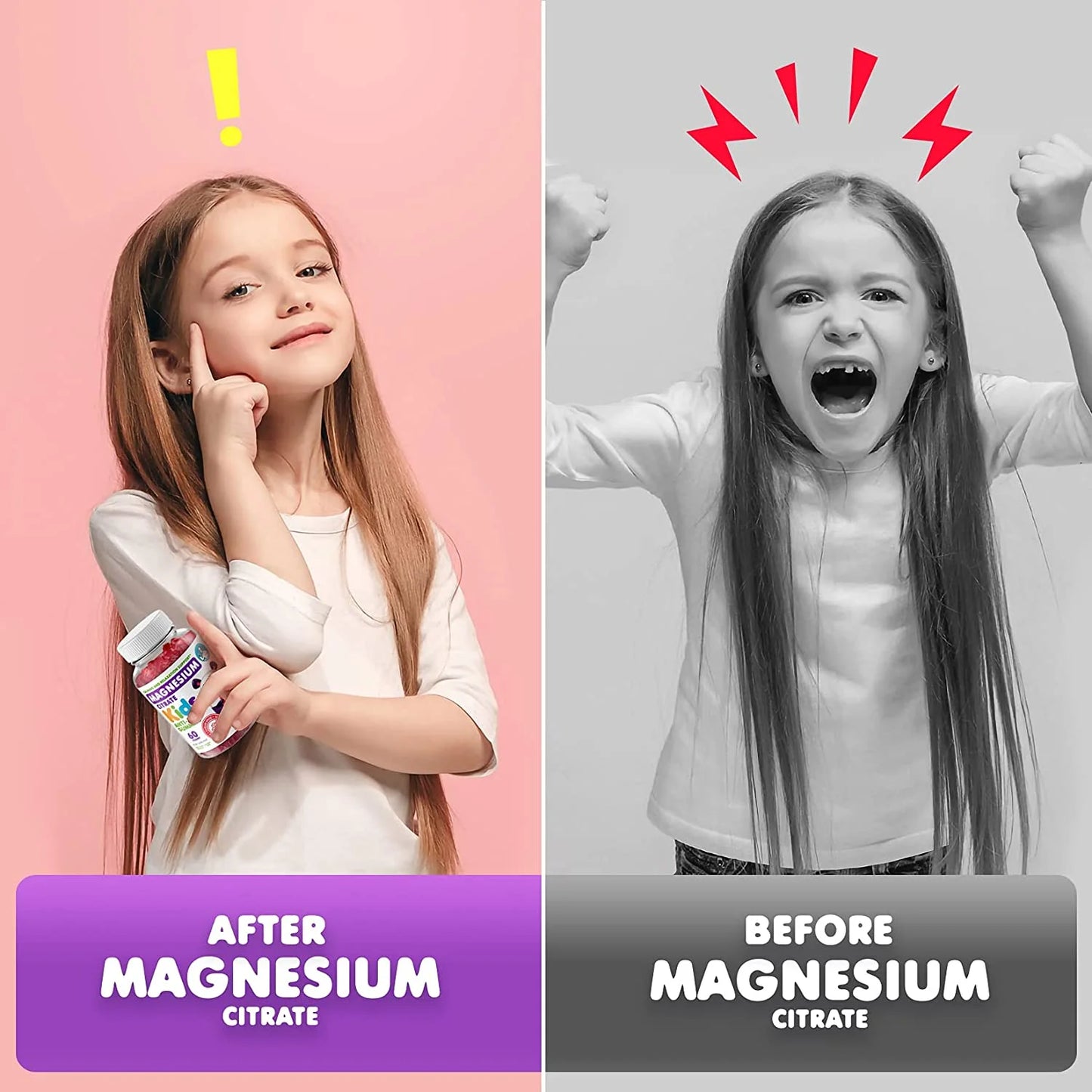 Kids Magnesium Gummies Sugar-Free Supplement for Children, Sugar-Free Magnesium Chews for Kids & Adults (120 Count (Pack of 2))