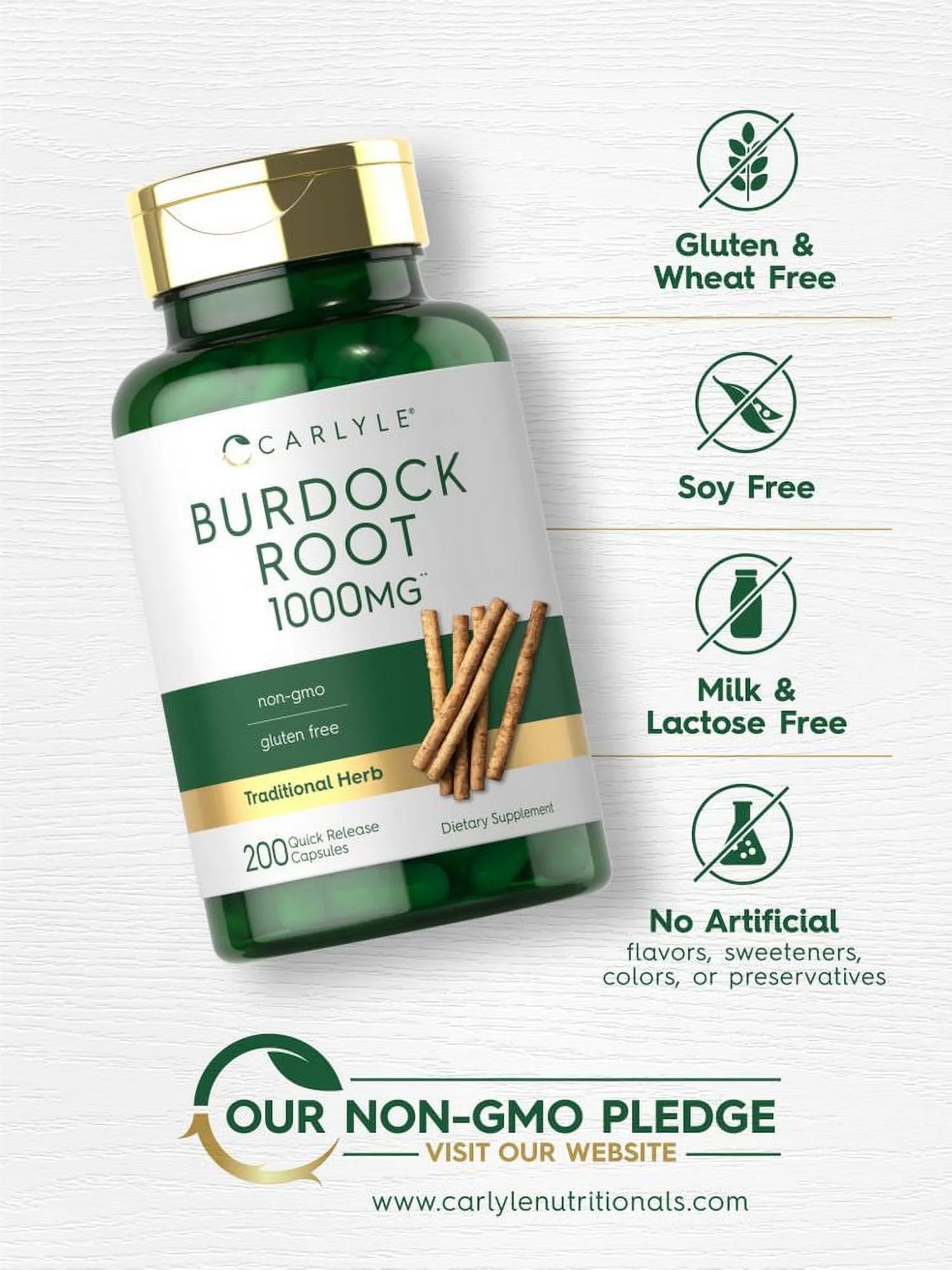 Burdock Root 1000 Mg | 200 Capsules | Arctium Lappa Extract | by