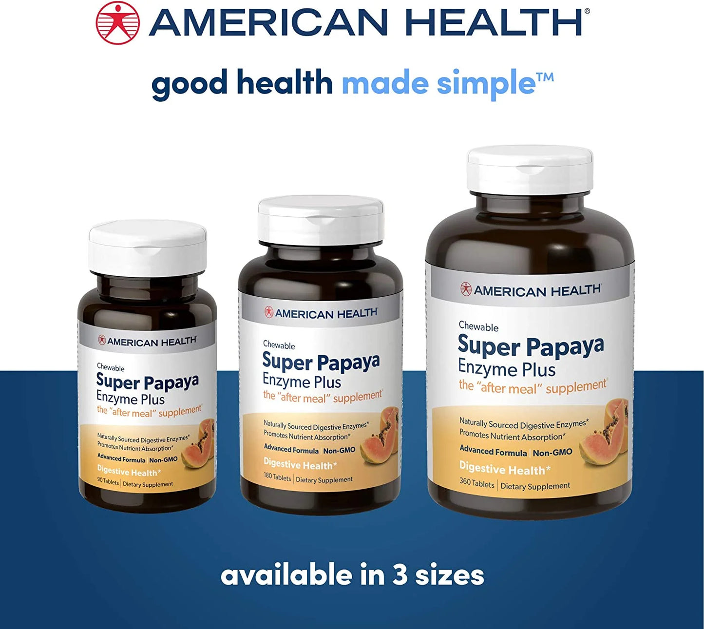 Super Papaya Enzyme plus Chewable Tablets, Natural Papaya Flavor - Promotes Digestion & Nutrient Absorption, Contains Papain & Other Enzymes - 360 Count