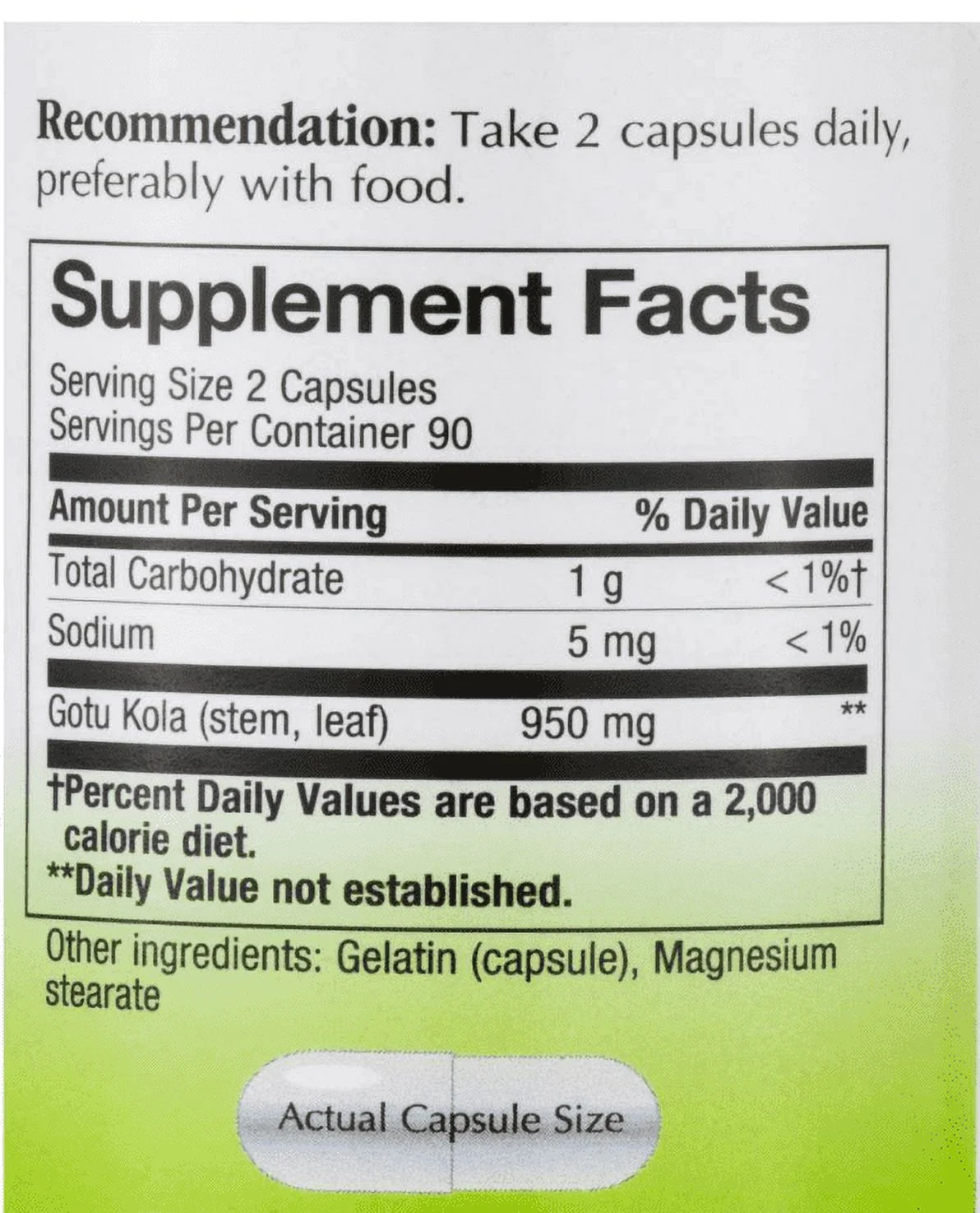 Gotu Kola Herb Capsule 180 Count