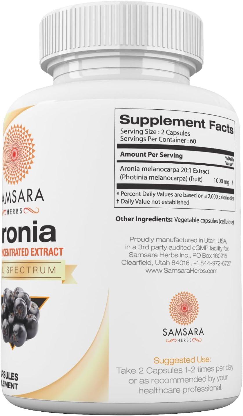 Aronia Berry 20:1 Extract (120X500Mg Capsules) - Antioxidant, Flavonoids and Pol
