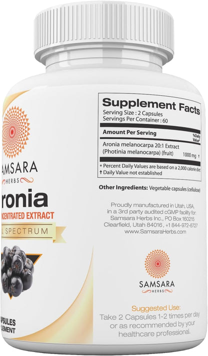 Aronia Berry 20:1 Extract (120X500Mg Capsules) - Antioxidant, Flavonoids and Pol