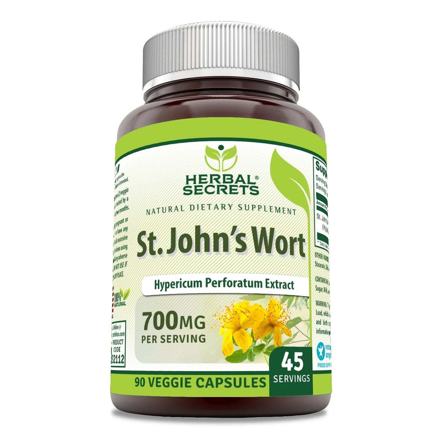 St. John'S Wort 700 Mg per Serving 90 Veggie Capsules Supplement | Non-Gmo | Gluten Free | Made in USA
