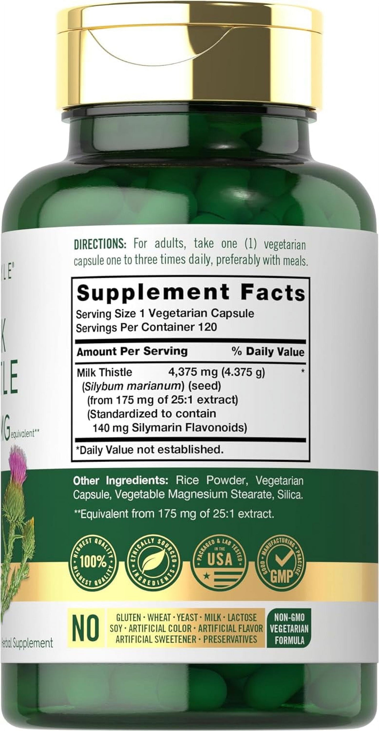 Milk Thistle Extract | 4375Mg | 120 Vegetarian Capsules | by