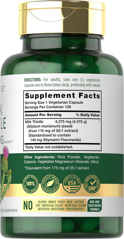 Milk Thistle Extract | 4375Mg | 120 Vegetarian Capsules | by