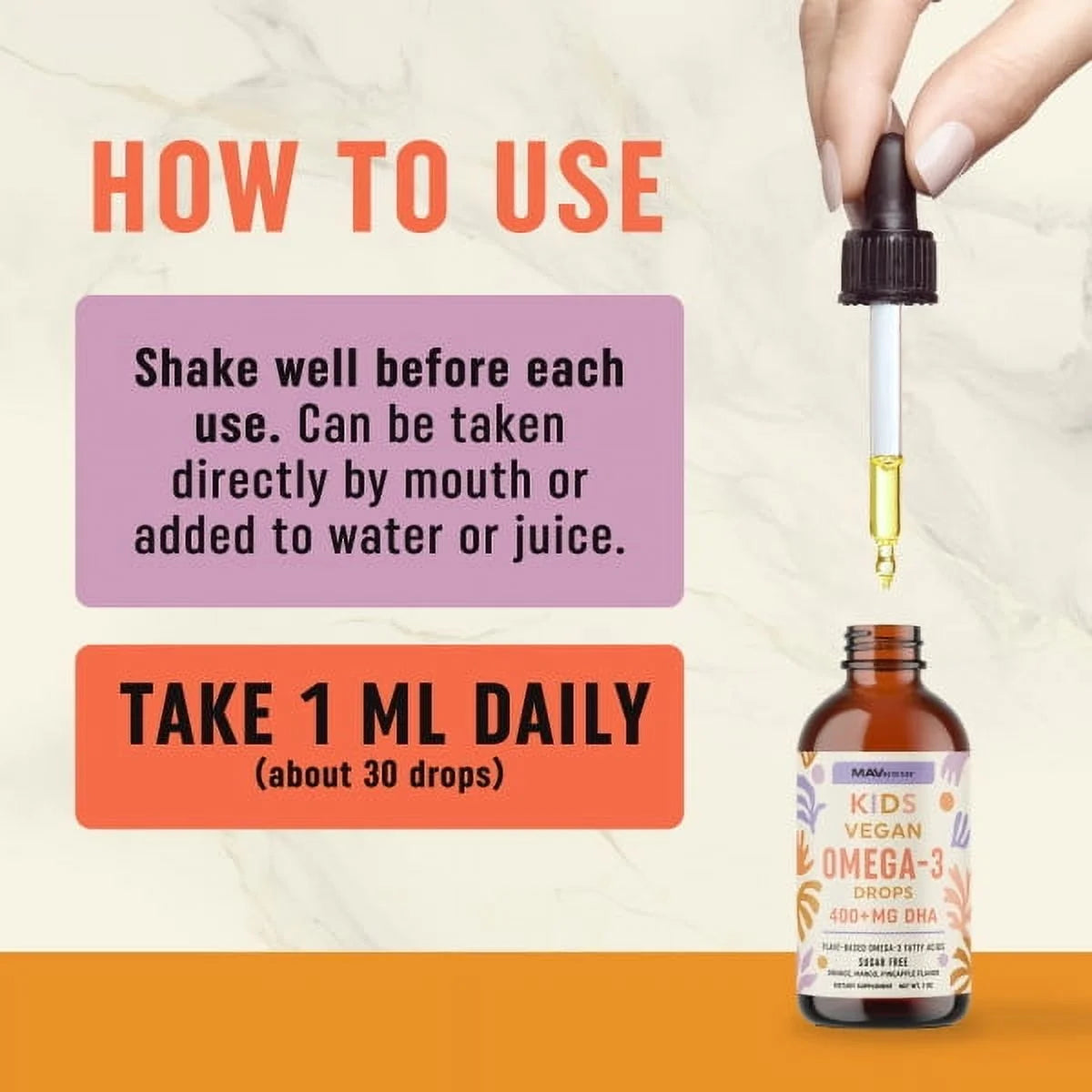 Vegan Omega 3 Liquid Drops for Kids with Algae Oil & Vegan DHA | Immune, Eye, Brain & Joint Support for Children Age 2+ | 1 Fl Oz, 30 Servings