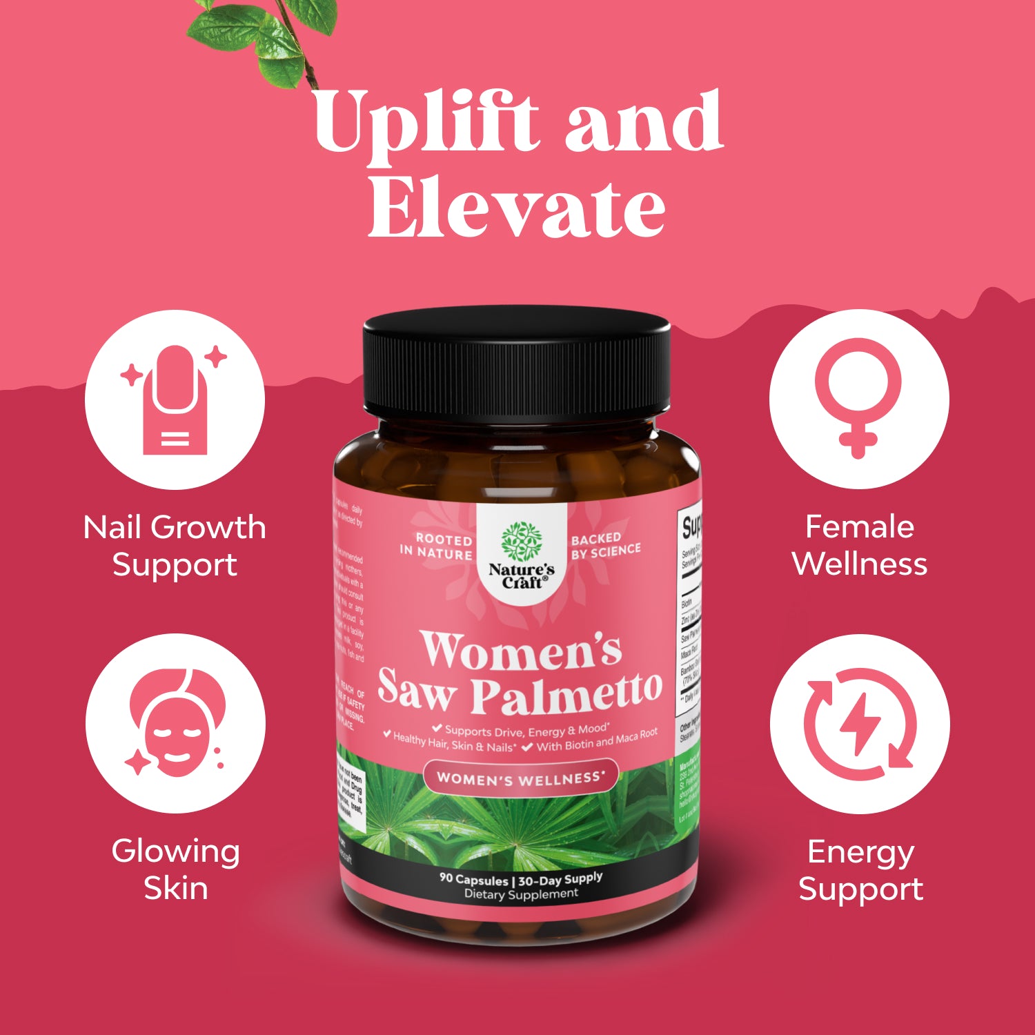 Extra Strength Pure Saw Palmetto Extract 500Mg per Serving Capsules for Women - DHT Blocker Hair Vitamins for Hair Loss Supplement with Maca Root & Biotin - 90 Capsules