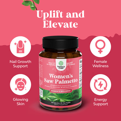 Extra Strength Pure Saw Palmetto Extract 500Mg per Serving Capsules for Women - DHT Blocker Hair Vitamins for Hair Loss Supplement with Maca Root & Biotin - 90 Capsules