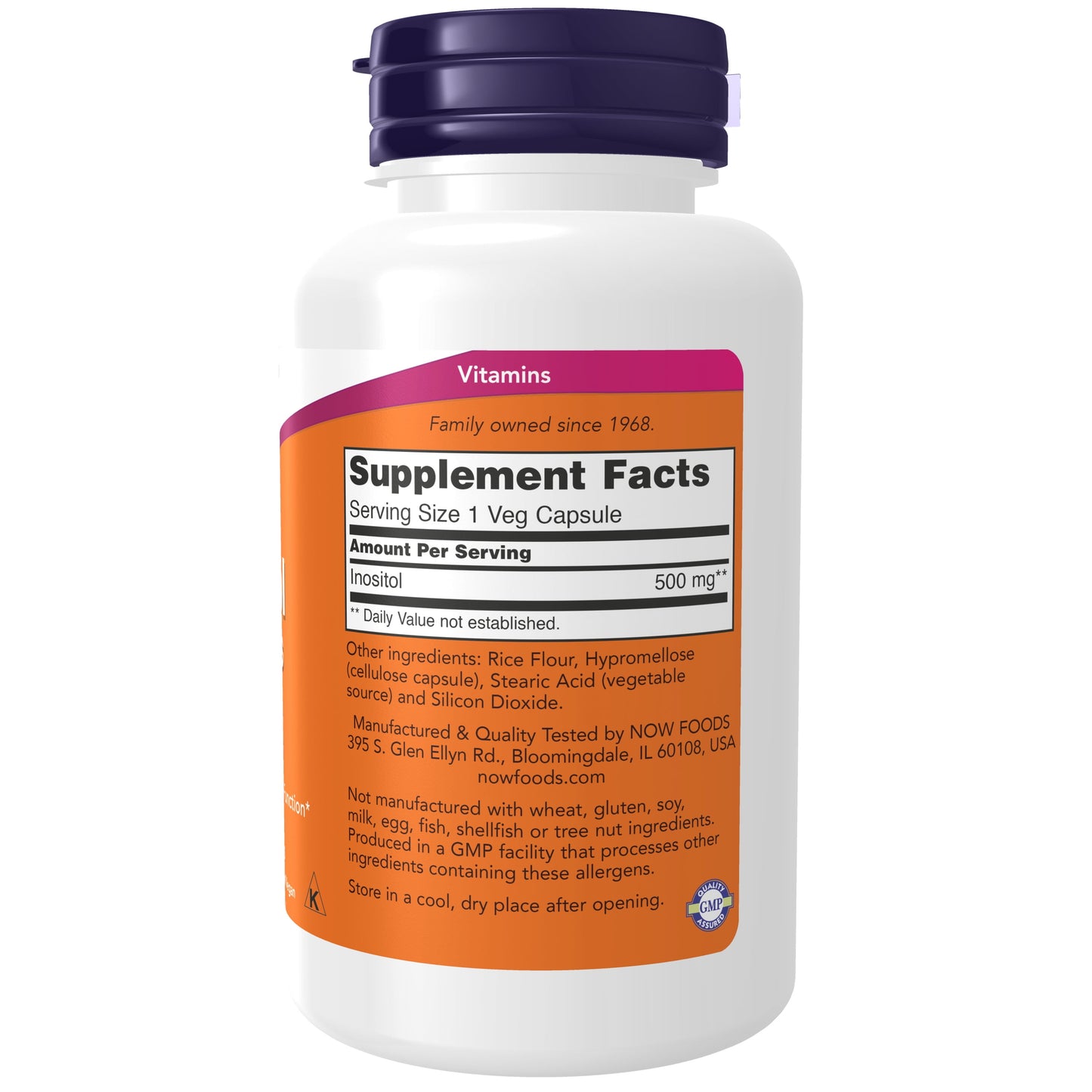 Supplements, Inositol 500 Mg, Healthy Membrane Function*, Cellular Health*, 100 Veg Capsules