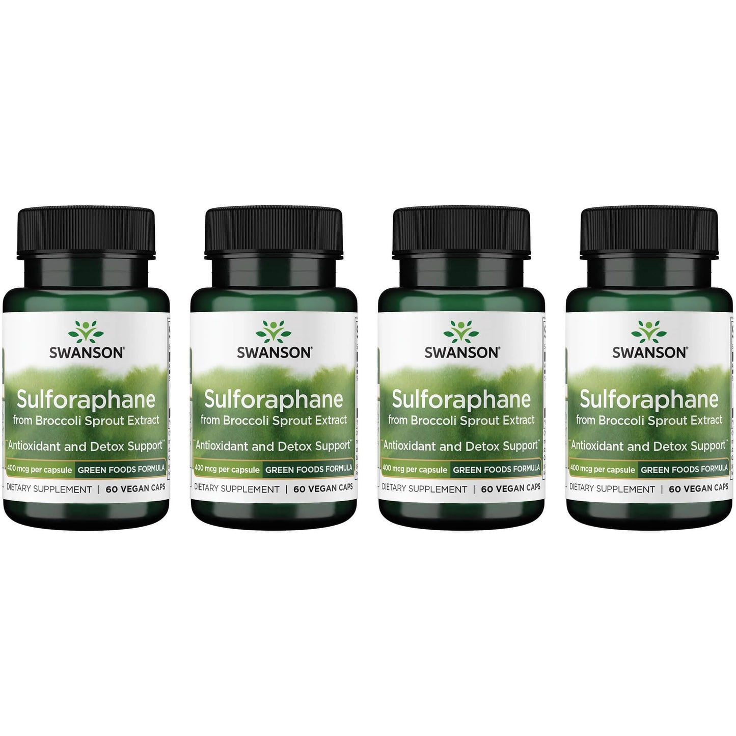 Swanson Sulforaphane from Broccoli Sprout Extract 400 Mcg 60 Vegan Caps 4 Pack