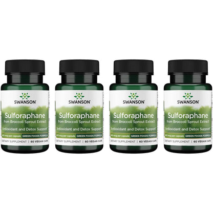 Swanson Sulforaphane from Broccoli Sprout Extract 400 Mcg 60 Vegan Caps 4 Pack