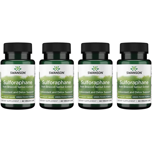 Swanson Sulforaphane from Broccoli Sprout Extract 400 Mcg 60 Vegan Caps 4 Pack