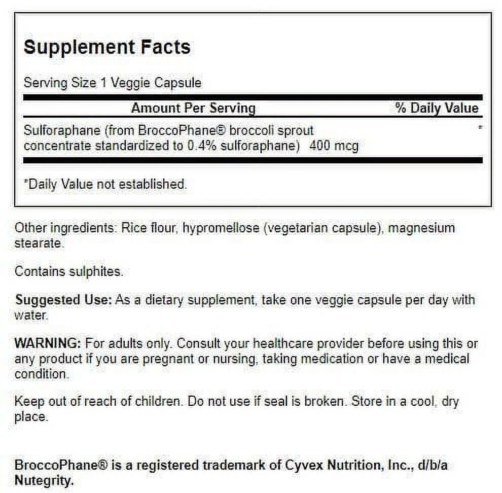 Swanson Sulforaphane from Broccoli Sprout Extract 400 Mcg 60 Vegan Caps 4 Pack
