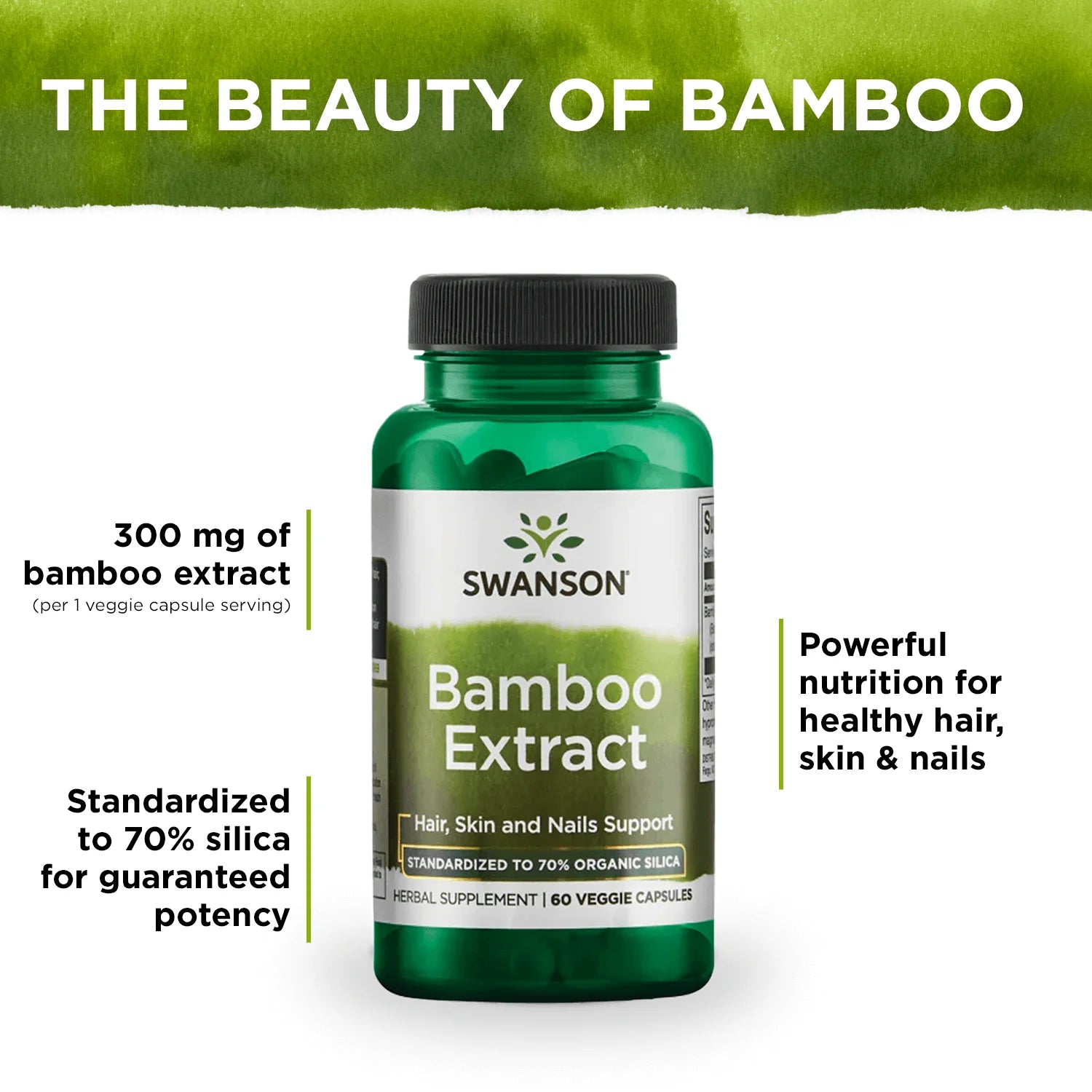Bamboo Extract Vegetable Capsules, 300 Mg, 60 Count