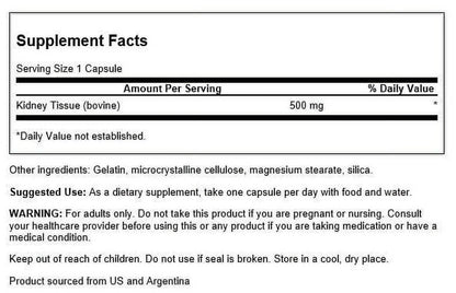 Kidney Glandular 500 Mg 60 Capsules