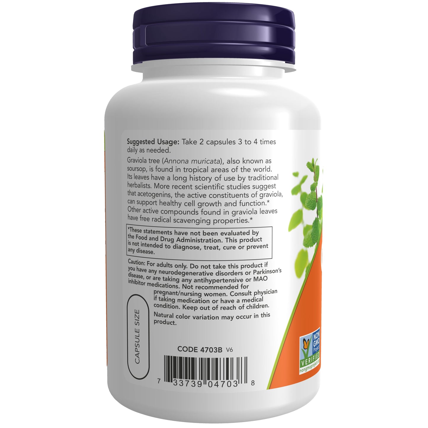 Supplements, Graviola (Annona Muricata) 500 Mg, Healthy Cell Function*, 100 Veg Capsules