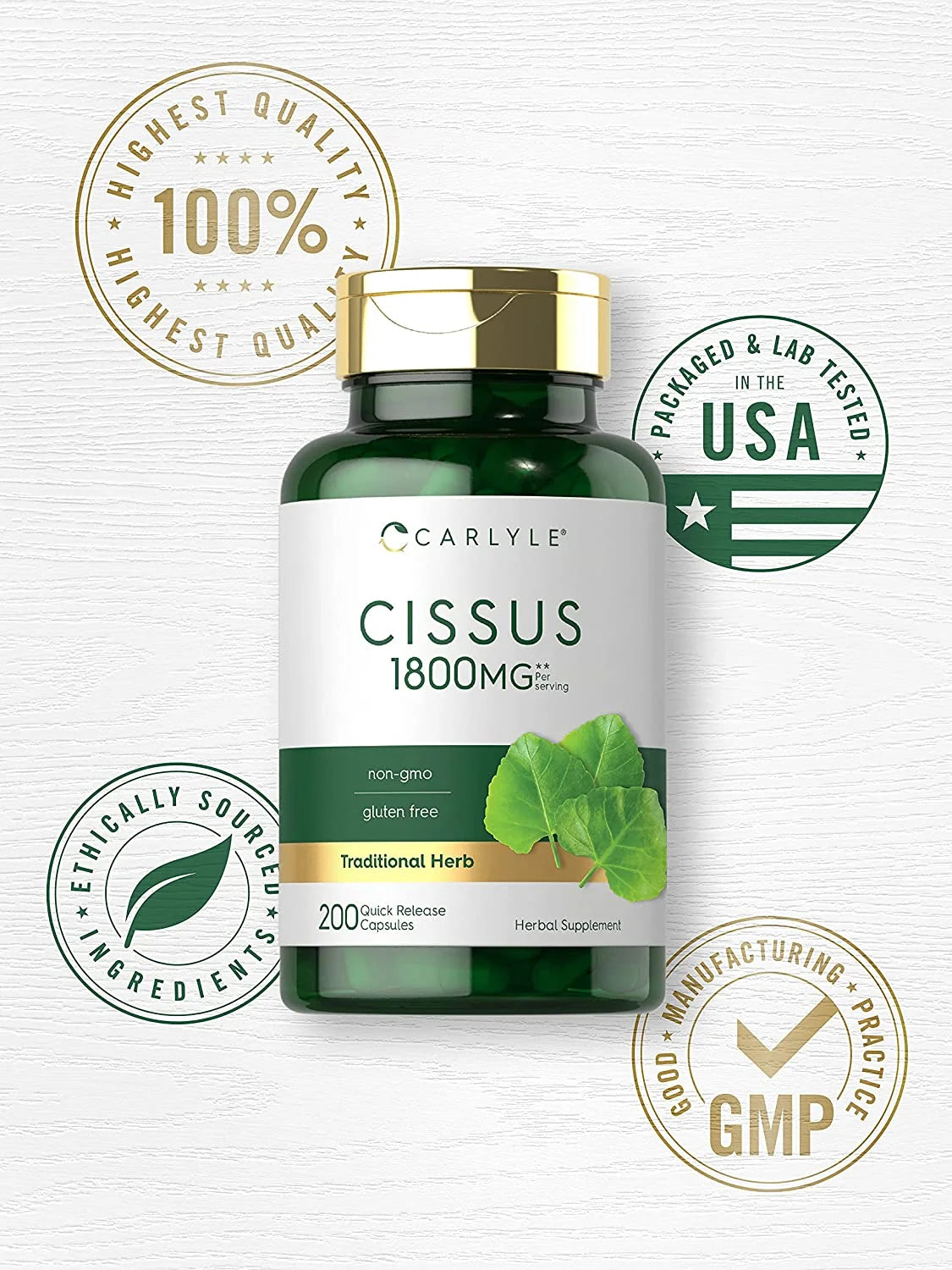 Cissus Quadrangularis Extract | 1800Mg | 200 Capsules | by