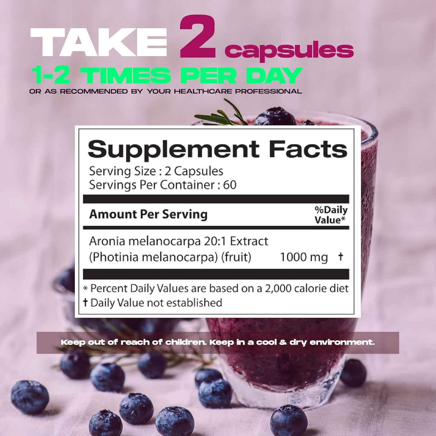 Aronia Berry 20:1 Extract (120X500Mg Capsules) - Antioxidant, Flavonoids and Pol