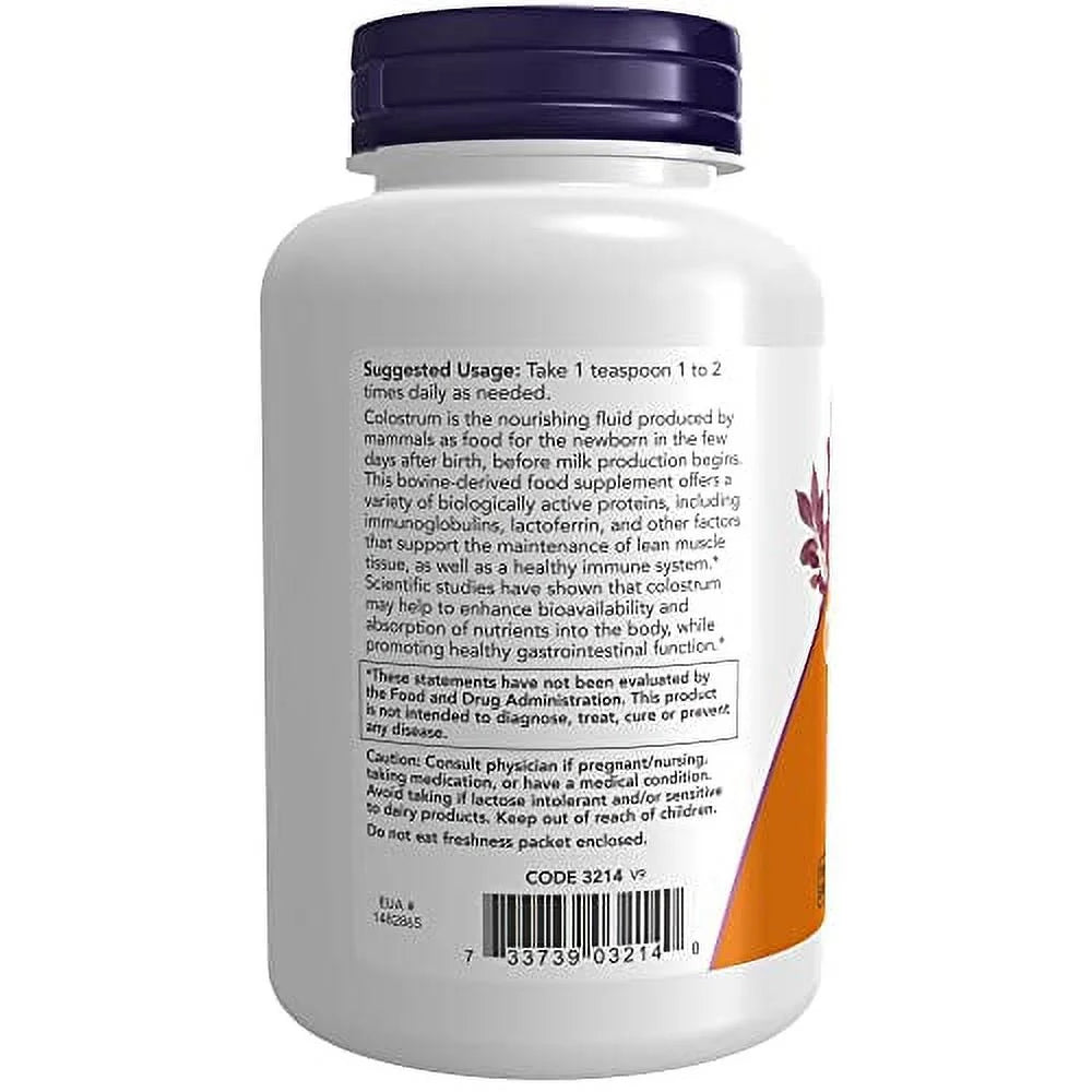 Supplements, Colostrum Powder, Naturally Occurring Immunoglobulins and Lactoferrin, 3-Ounce