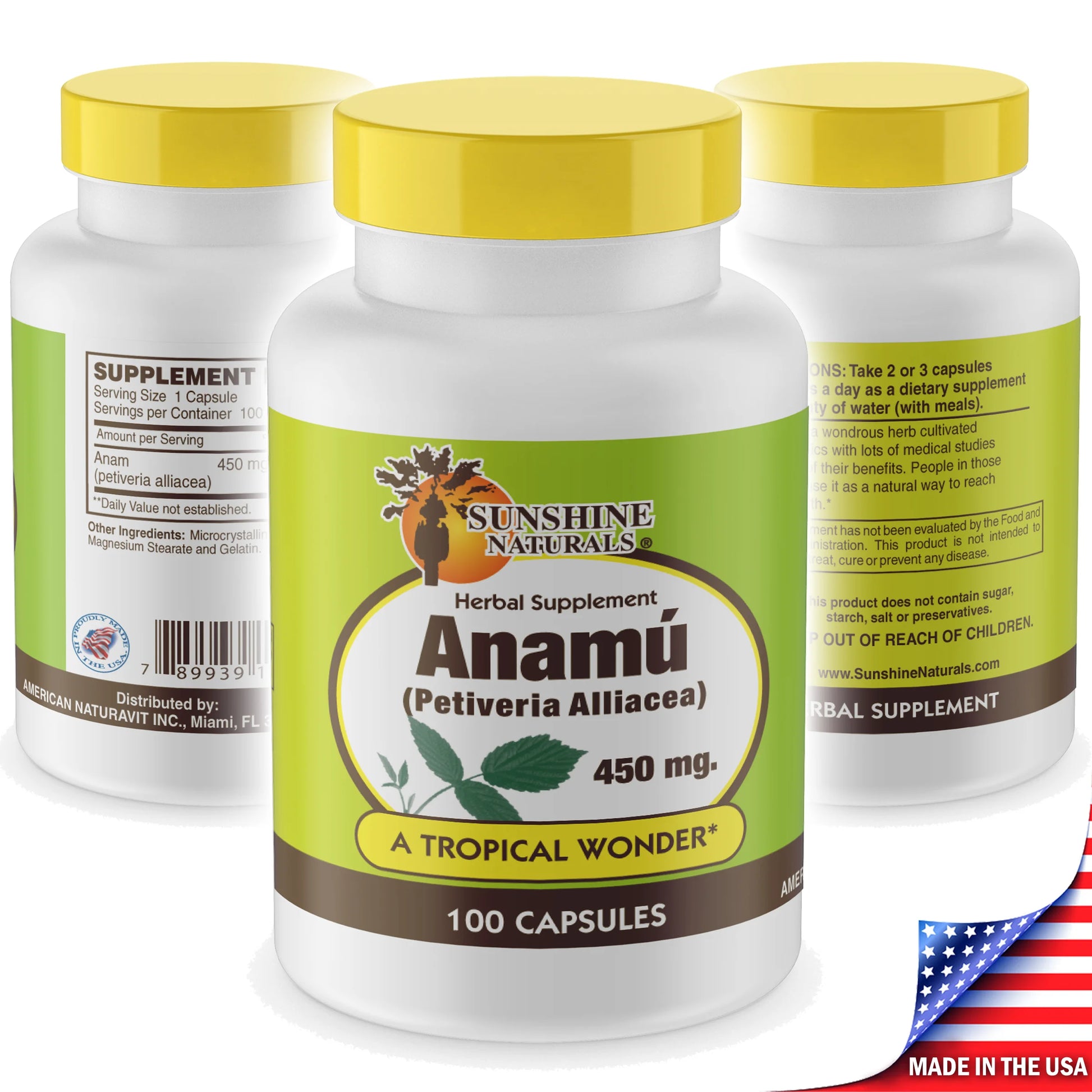 Anamu 450 Mg Capsules, Herbal Dietary Supplement, 100 Ct