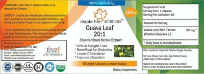 Guava Leaf 20:1 Extract Capsules Psidium Guajava L. Extract Polyphenols