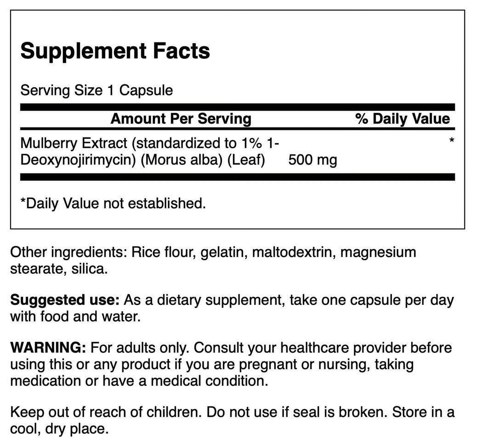 Mulberry Leaf Extract 500 Mg 60 Caps 2 Pack