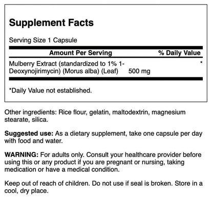 Mulberry Leaf Extract 500 Mg 60 Caps 2 Pack