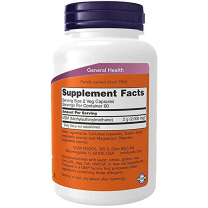 Supplements, MSM (Methylsulfonylmethane) 1,000 Mg, Joint Health*, 120 Veg Capsules