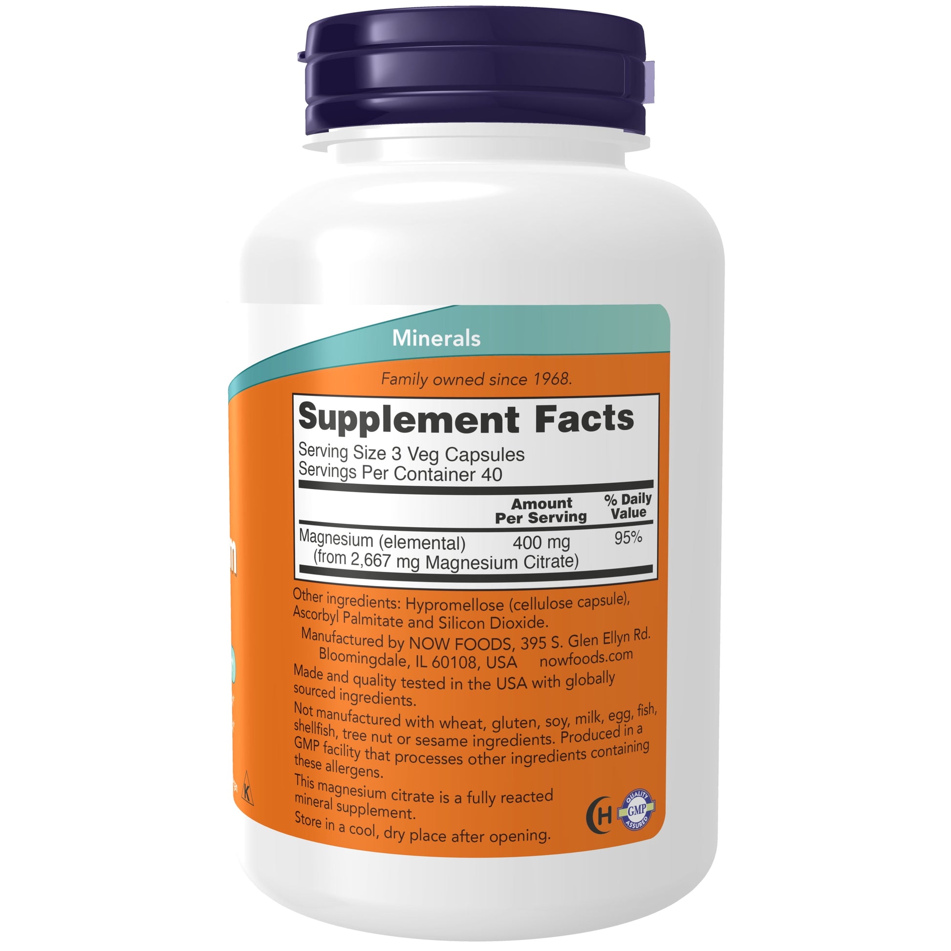 Supplements, Magnesium Citrate, Enzyme Function*, Nervous System Support*, 120 Veg Capsules