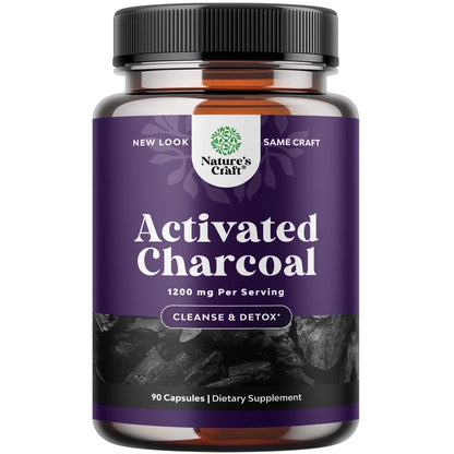 Activated Charcoal Capsules - Purifying Detox, Gut Health, Bloating Relief, 90 Veggie Capsules