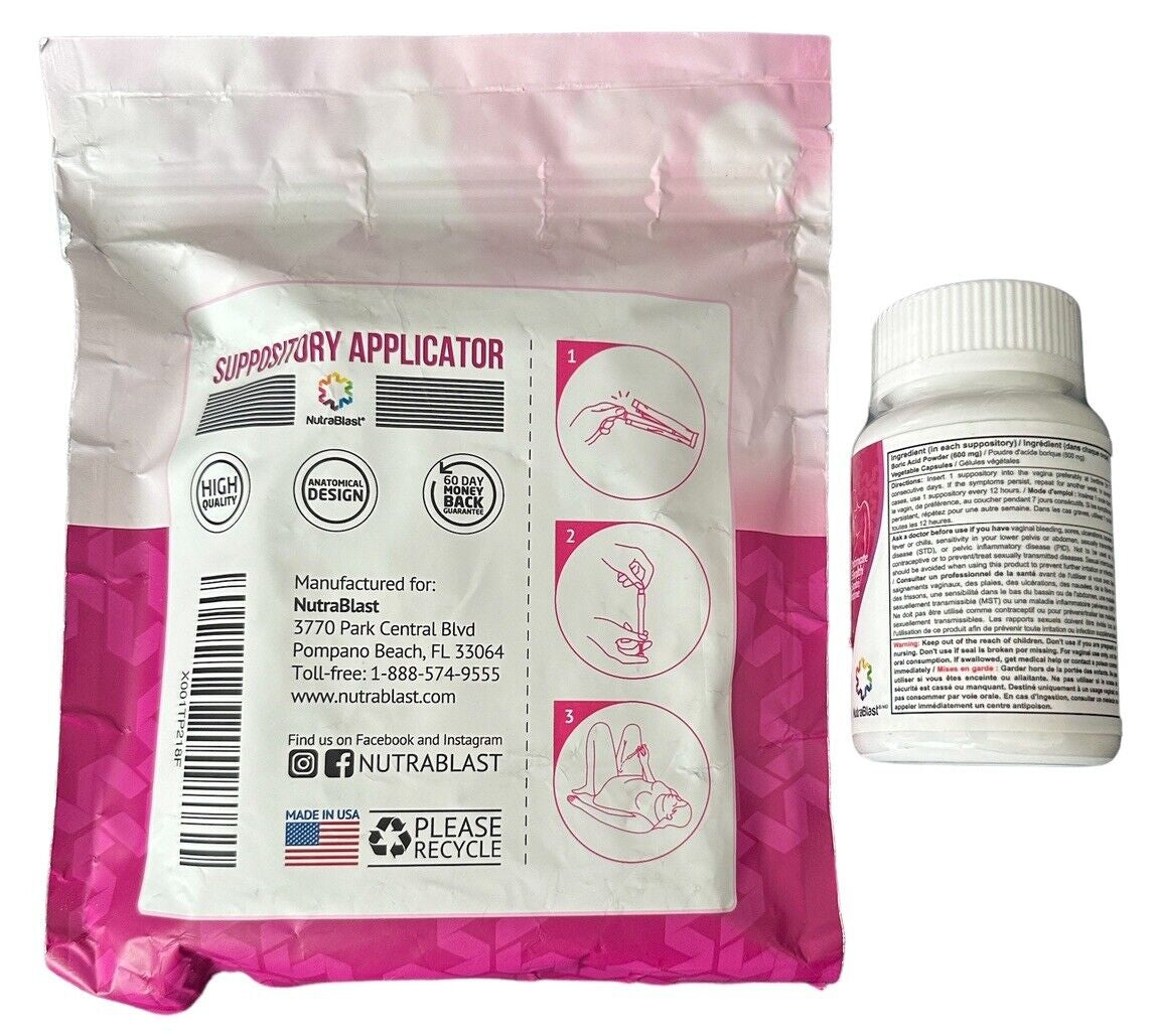 Nutrablast Boric Life Vaginal Suppositories 600Mg & Applicators Expires 2027