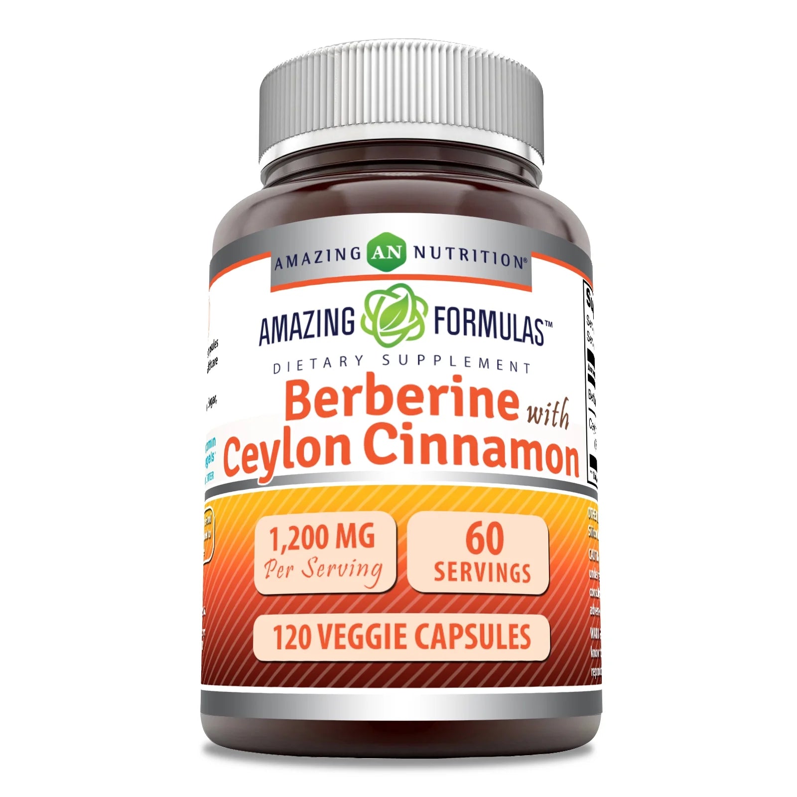 Berberine with Pure Ceylon Cinnamon 1200 Mg per Serving 120 Veggie Capsules Supplement | Premium Complex Supplement | Non-Gmo | Gluten Free | Made in USA | Ideal for Vegetarians