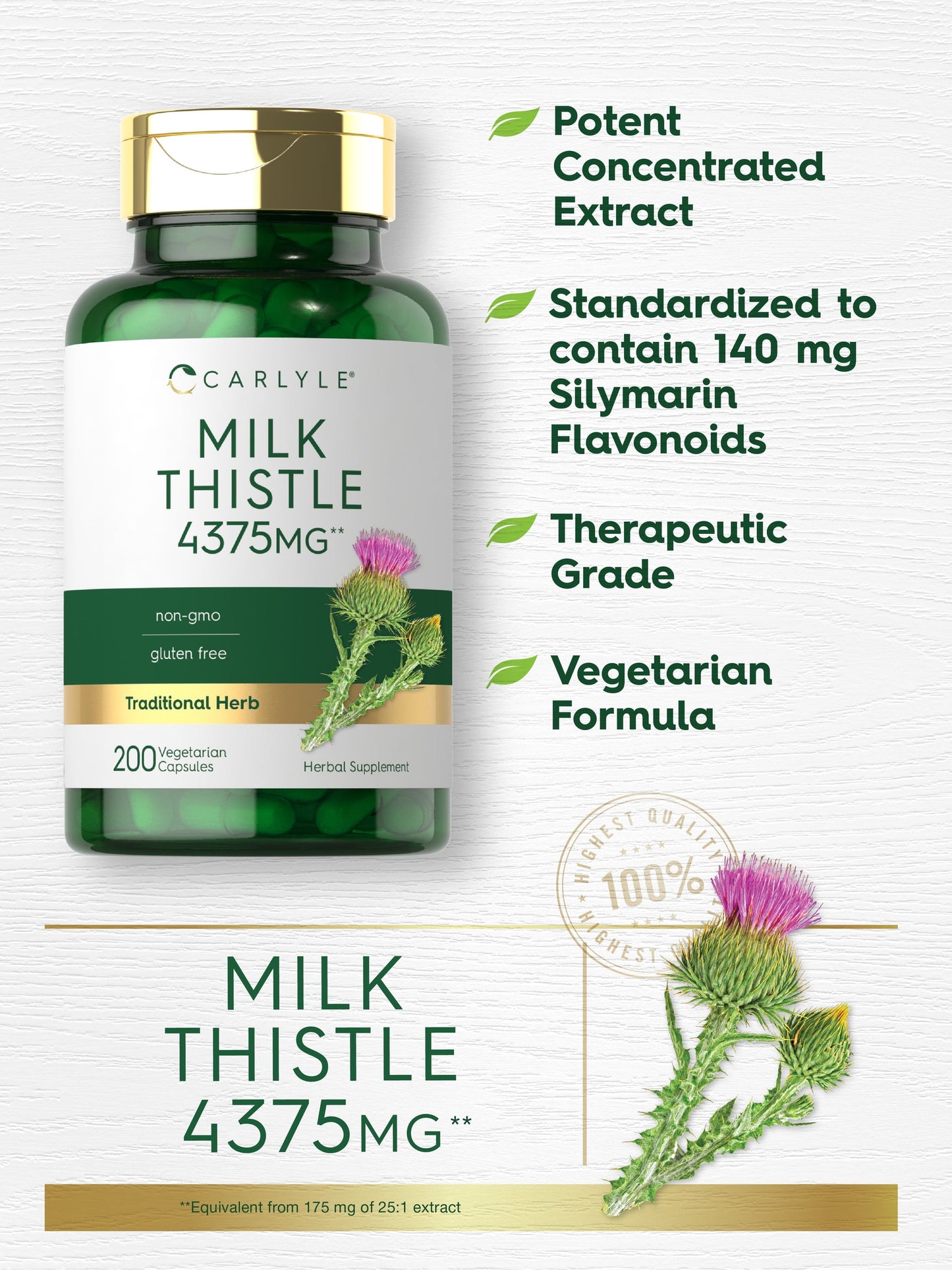 Milk Thistle Extract | 4375Mg | 120 Vegetarian Capsules | by