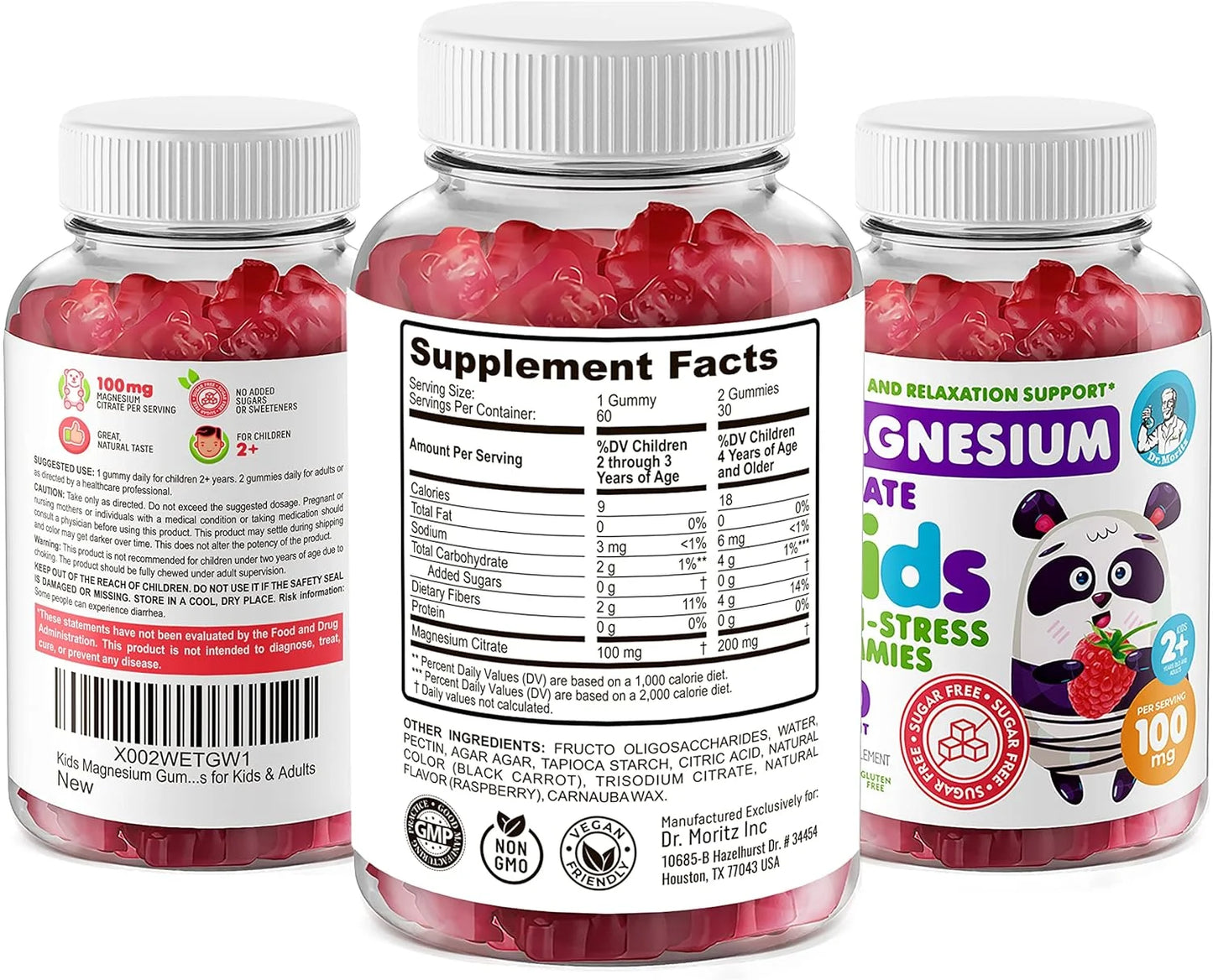 Kids Magnesium Gummies Sugar-Free Supplement for Children, Sugar-Free Magnesium Chews for Kids & Adults (120 Count (Pack of 2))