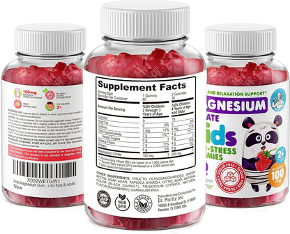 Kids Magnesium Gummies Sugar-Free Supplement for Children, Sugar-Free Magnesium Chews for Kids & Adults (120 Count (Pack of 2))