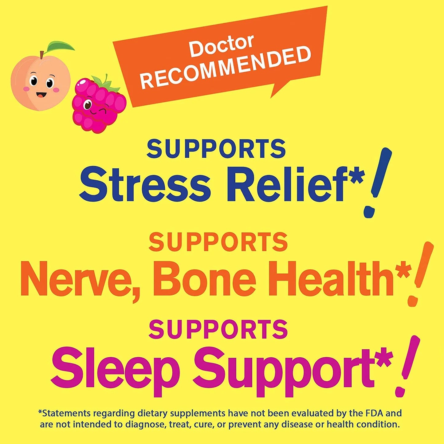 Magnesium Citrate Gummies for Kids - Chewable Stress Relief Supplement for Children - Natural Calm, Mood Support, Non-Gmo, Gluten Free - Natural Fruit Flavors - 60 Gummies