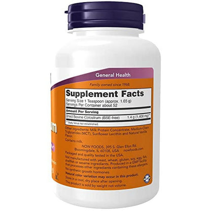 Supplements, Colostrum Powder, Naturally Occurring Immunoglobulins and Lactoferrin, 3-Ounce