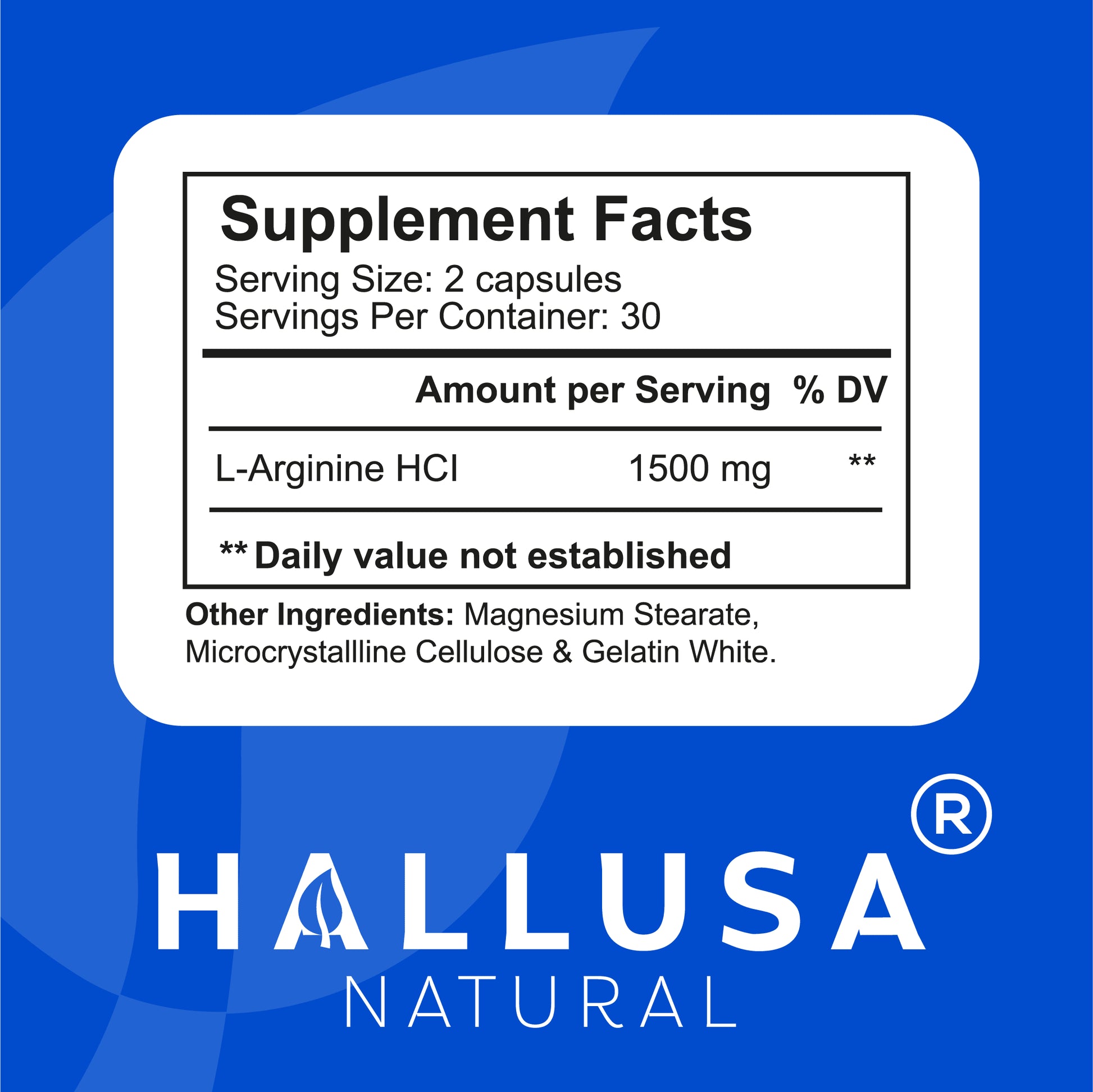 L- Arginine Hcl Supplements 1500 Mg - Amino Acids Supplement - Nitric Oxide Supplements for Men - Amino Energy - Energy Supplements - 60 Capsules