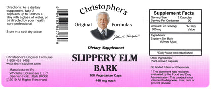 Christopher'S Slippery Elm Bark - 425 Mg - 100 Vegetarian Capsules