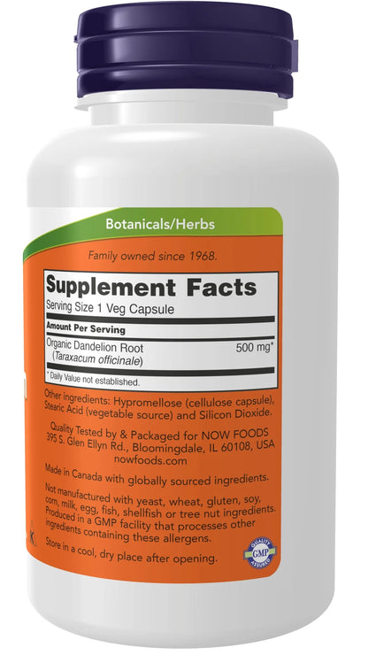 Supplements, Dandelion Root (Taraxacum Officinale) 500 Mg, Herbal Supplement, 100 Veg Capsules