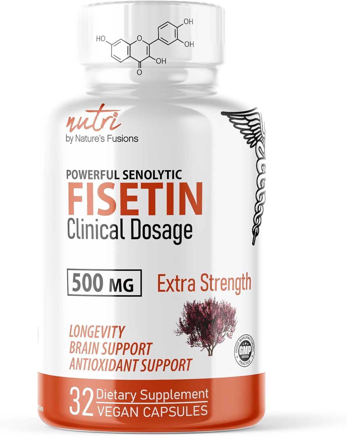 Nutri Fisetin 500Mg 32 Count - Clinical Dosage - Fisetin Supplements - Powerful