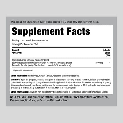 Boswellia Extract | 800Mg | 150 Capsules | with Boswellic Acid | by