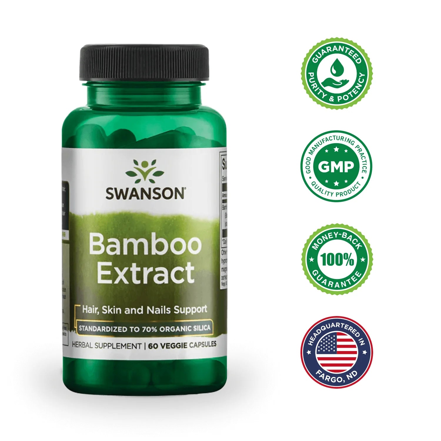 Bamboo Extract Vegetable Capsules, 300 Mg, 60 Count