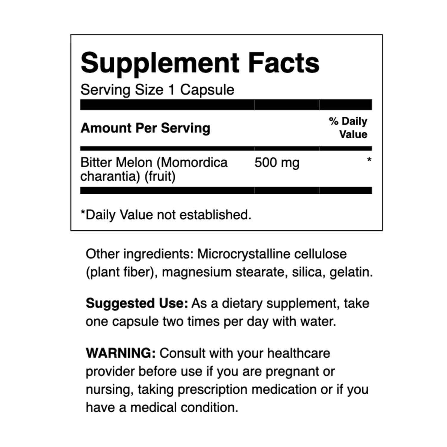 Herbal Supplements Full Spectrum Bitter Melon 500 Mg Capsule 60Ct