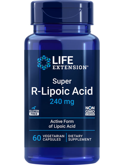 Super R-Lipoic Acid – Longevity Supplement for Oxidative Stress Defense – with 240 Mg of Active R-Form of R-Lipoic Acid – Gluten-Free – Non-Gmo – Vegetarian – 60 Capsules