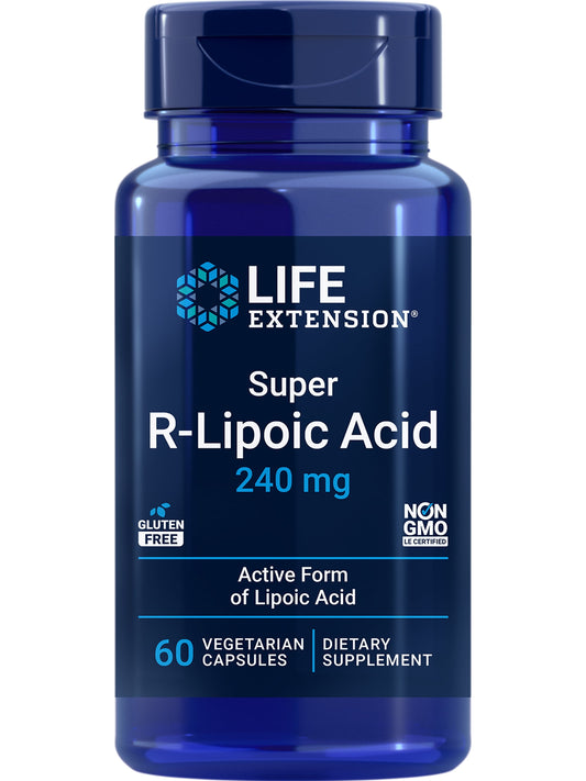 Super R-Lipoic Acid – Longevity Supplement for Oxidative Stress Defense – with 240 Mg of Active R-Form of R-Lipoic Acid – Gluten-Free – Non-Gmo – Vegetarian – 60 Capsules