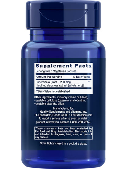 Huperzine a 200 Mcg – Huperzine a Supplement for Brain Health and Enhance Memory – Toothed Clubmoss Herb Extract Formula - Gluten-Free, Non-Gmo, Vegetarian – 60 Capsules