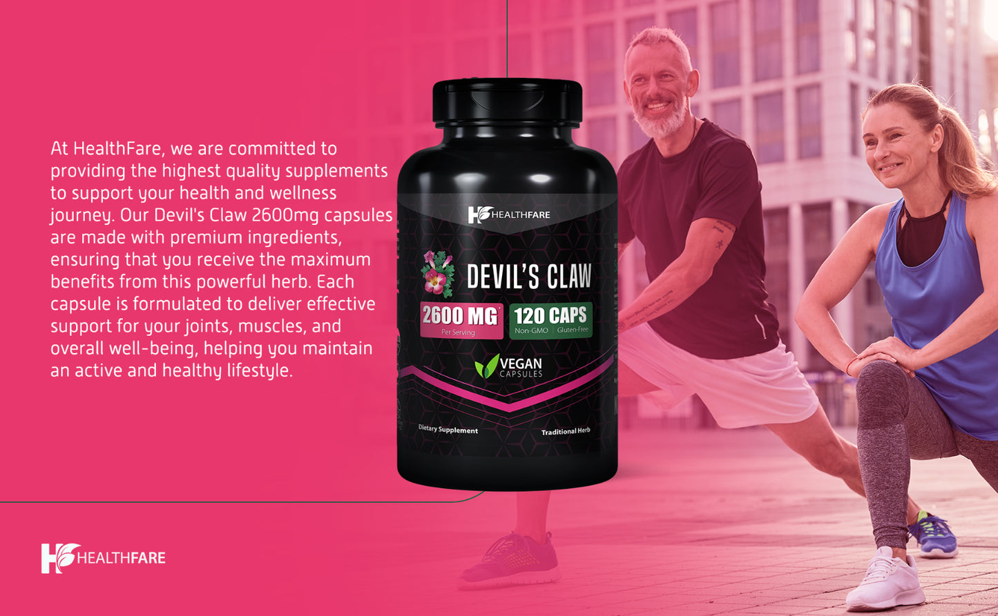 Healthfare Devils Claw 2600Mg 120 Caps Supports Inflammation Back Joint Pain USA