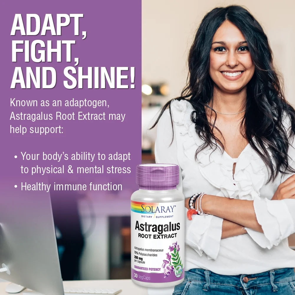 Astragalus Root Extract 200 Mg | Adaptogenic & Healthy Immune Function & Stress Support | Non-Gmo | 30 Vegcaps